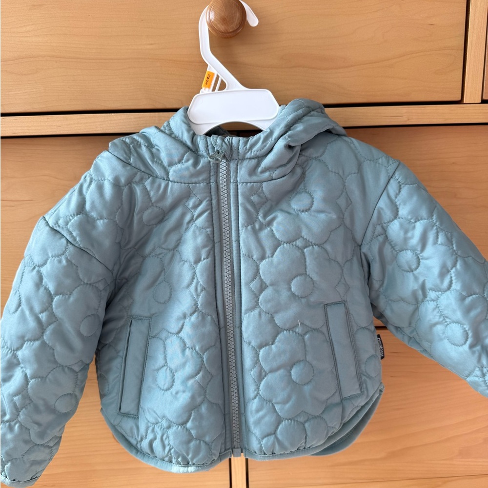 OshKosh B'gosh Floral Quilted Puffer Jacket in Light Blue